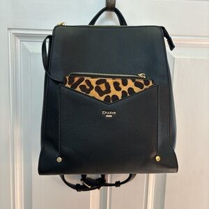 Black Backpack with Leopard Print Accent